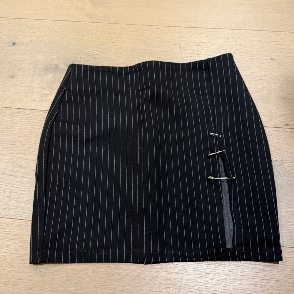 Black Safety Pin stripe Skirt
